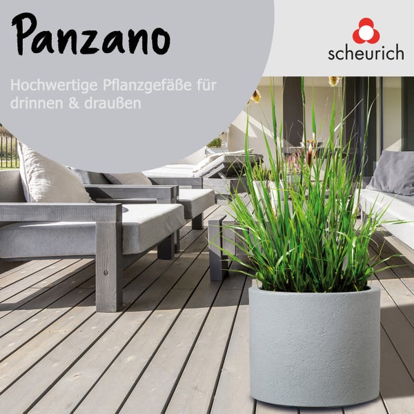 Scheurich Panzano 40, Pflanzgefäß/Blumentopf/Pflanzkübel, rund,  aus Kunststoff Farbe: Stony Grey, 38,6 cm Durchmesser, 32 cm hoch, 36 l Vol.
