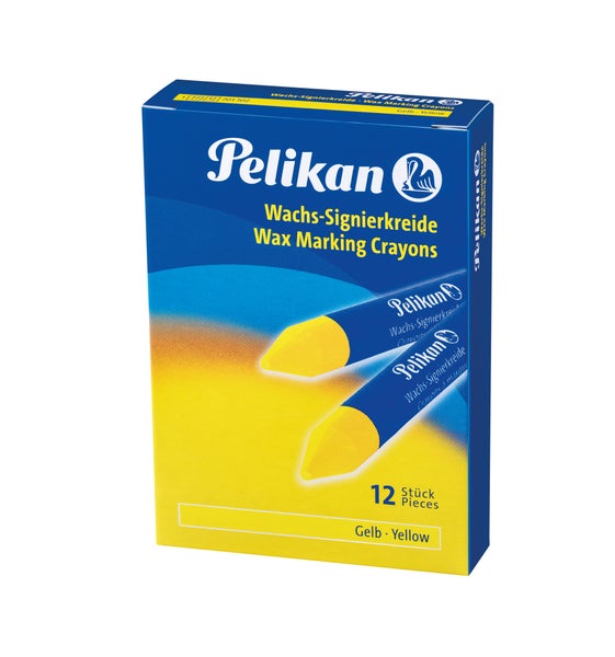 Pelikan Wachs-Signierkreide für glatte Untergründe Schachtel, 12er Set, Gelb