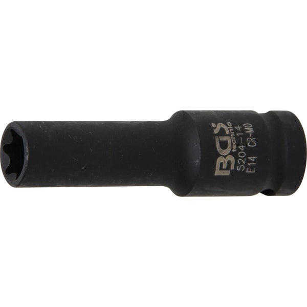 BGS Kraft-Steckschlüssel-Einsatz E-Profil, tief Antrieb Innenvierkant 12,5 mm (1/2) SW E14 mm - 5204-14