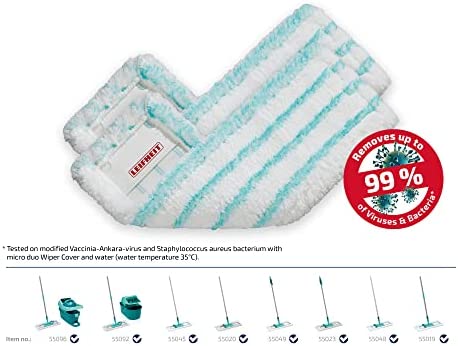 Leifheit 2er Set Wischbezug Profi XL micro duo, für alle Bodenarten, Bodenwischer Ersatzbezug für ideale Schmutzaufnahme dank 2-Faser-System, Mikrofaser Putzlappen ideal für Fliesen und Laminat