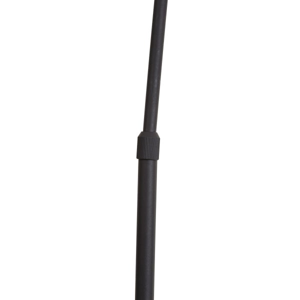 Höhenverstellbare Teleskopstange aus schwarzem Metall mit geriffeltem Drehverschluss.