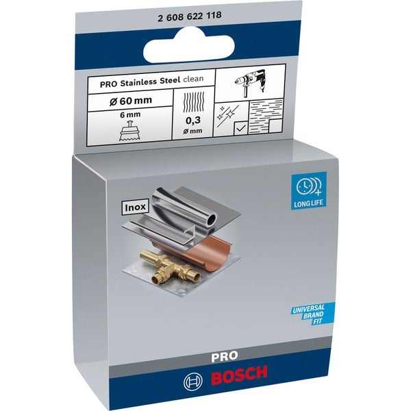 Bosch PRO Stainless Steel clean Topfbürste 60 x 0,30 mm gerader Schaft - 2608622118