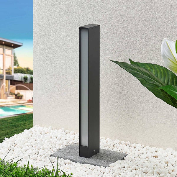 Lucande LED Außenleuchte Lirka (spritzwassergeschützt (Modern) in Alu aus Aluminium (1 flammig, ) - Wegeleuchte Pollerleuchte Wegelampe Sockelleuchte