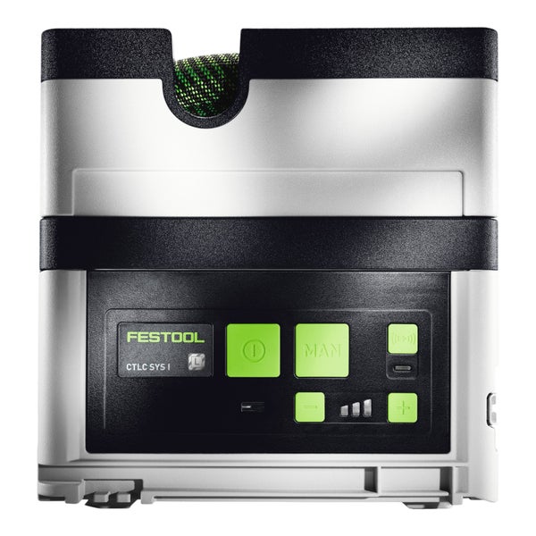 Festool Akku-Sauger CTLC SYS I mit Bedienfeld im Systainer-Format.