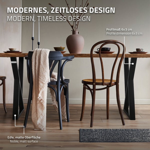 ML-Design 2 Stück Tischbeine 40xH71cm, Tischkufen X-Form, aus Stahl pulverbeschichtet, Schwarz, Industriedesign, Kufengestell für Esstisch/Schreibtisch, Tischgestell, Metall Möbelfüße für DIY-Projekte