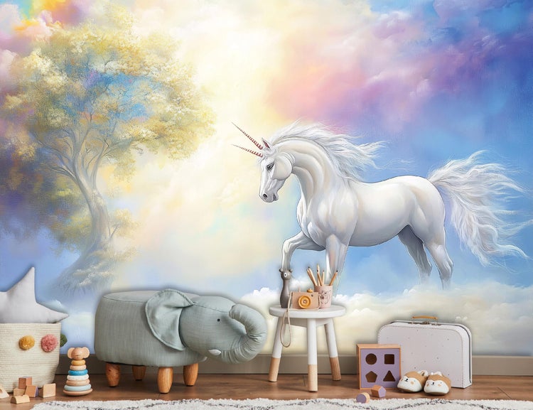 Fototapete Kinderzimmer Mädchen Einhorn Vlies Tapete 350x250 cm