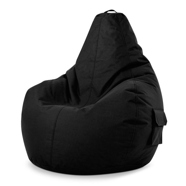 Green Bean Sitzsack mit Rückenlehne 80x70x90cm - Gaming Chair mit 230L Füllung Kuschelig Weich Waschbar - Bean Bag Bodenkissen Lounge Chair Sitzhocker Relax-Sessel Gamer Gamingstuhl Schwarz