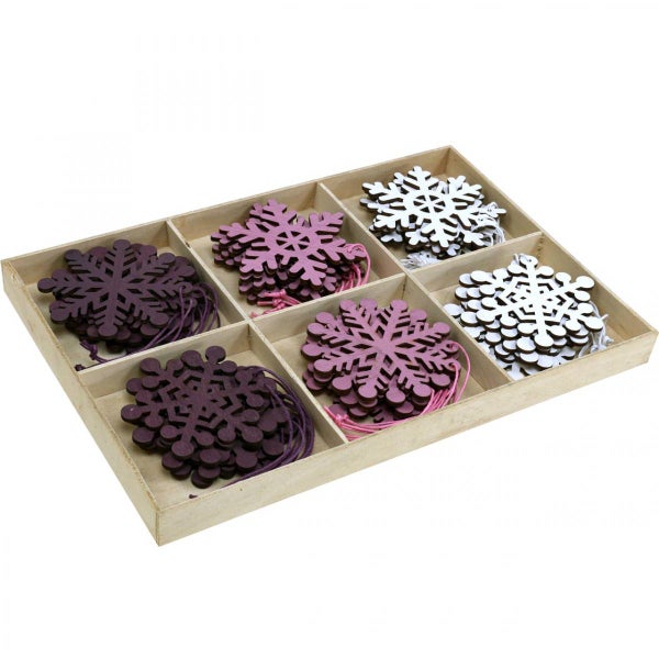 Holzschneeflocken zum Aufhängen im Setzkasten