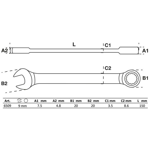 BGS Ratschenring-Maulschlüssel SW 9 mm - 6509