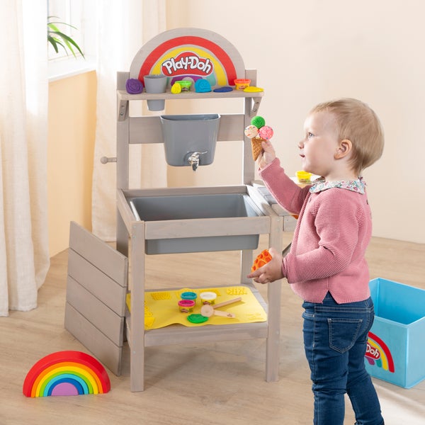 ROBA Spielküche - roba x Play-Doh - Matschküche mit Knete und 3D Spielmatte - Grau lasiert