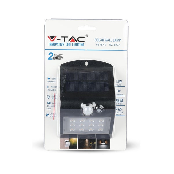 V-Tac Solar Wandleuchte mit Bewegungsmelder in Verpackung