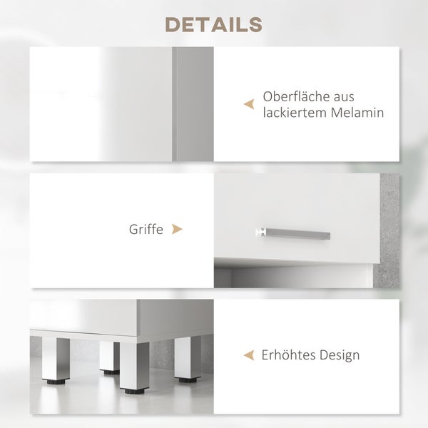 kleankin Badezimmerschrank schmal, Hochschrank Toilettenschrank mit Hochganlzweiß Schublade, Verstellbar Ablage und 2 offenen Fächern, für kleine Räume Badezimmer 30 x 30 x 180 cm Weiß