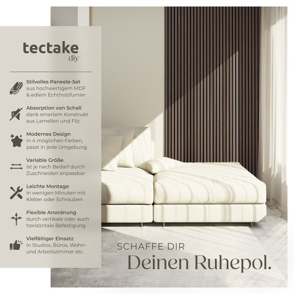 Akustikpaneele tectake Sonic Wall je 60 x 120 x 2,1 cm, Größe flexibel anpassbar Holzoptik in Eiche grau Eiche grau