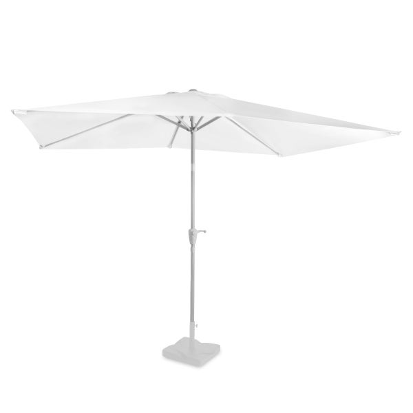 VONROC Sonnenschirm rechteckig 200x300 - Rechteckiger Sonnenschirm für Terasse, Garten, Balkon, Gastro - Knickbar, Kurbel, Wetterfest - Rapallo weiß