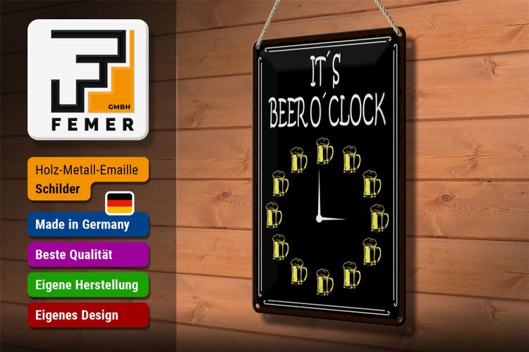 Blechschild Spruch 20x30cm it´s Beer o´clock Bier Alkohol