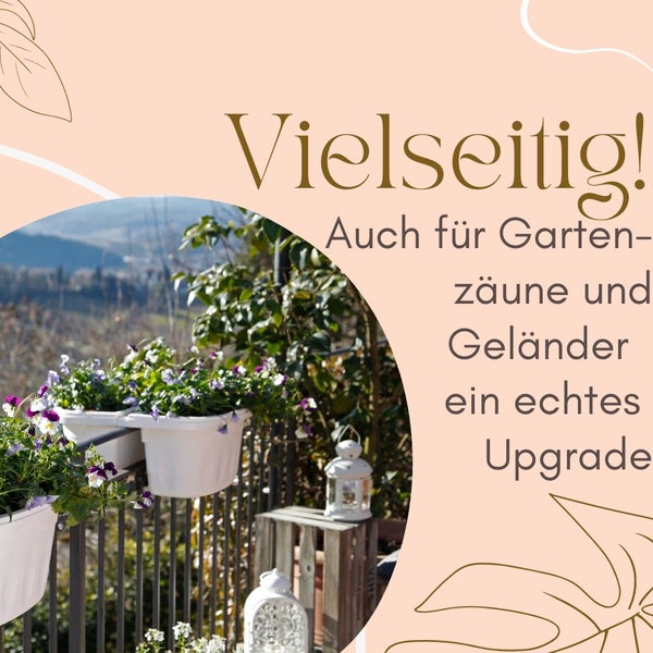 Vielseitige Gestaltungsideen mit Blumenkästen auf einem Balkon.