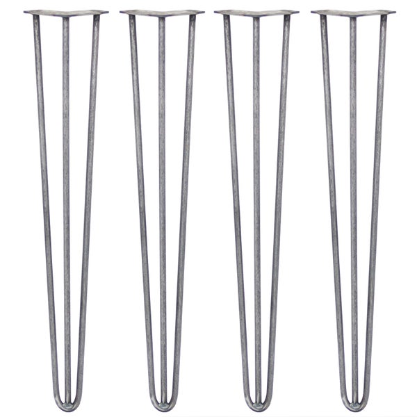 4 x 71cm Hairpin Tischbeine 3 Streben - 12mm - Rohstahl