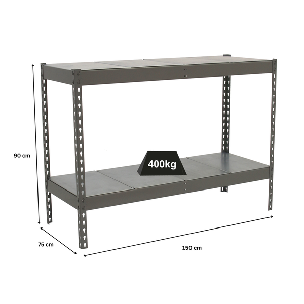Schwerlastregal MINI METAL YETI TWO | HxBxT 90x150x75cm | Fachlast 400kg | Grau