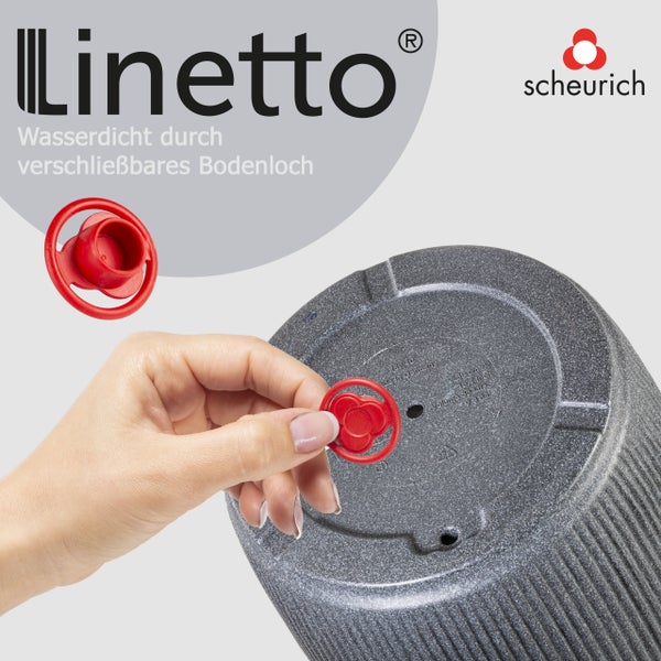 Scheurich Linetto 40, Pflanzgefäß/Blumentopf/Pflanzkübel, rund,  aus Kunststoff Farbe: Stony Black, 38,6 cm Durchmesser, 35,3 cm hoch, 35 l Vol.