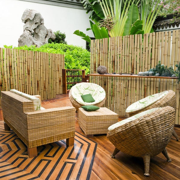 FLOORDIREKT Bambus-Sichtschutzzaun - Vollrohr - Sichtschutz für Balkon und Garten - Natur - 180 x 200 cm