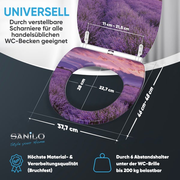 WC-Sitz mit Absenkautomatik & Top Fix Lavendel