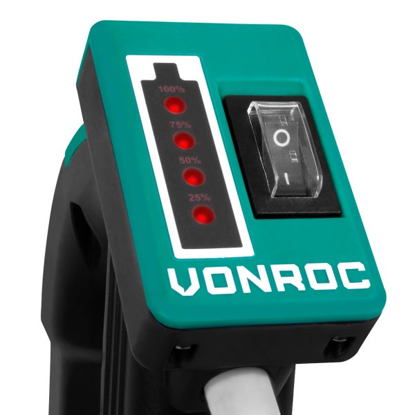 VONROC Regenfasspumpe Akku - Tauchpumpe für Regenwassertonne 12V - 50W - 1500 l/h - Trockenlaufschutz - Universal-Schlauchkupplung - Inklusive Akku und Ladegerät