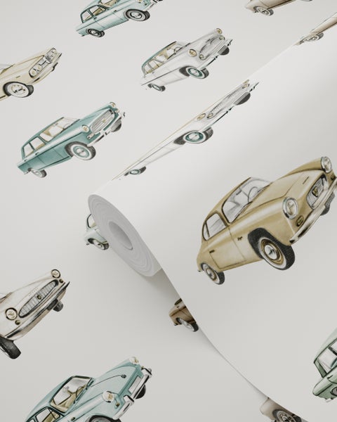 Tapetenrolle mit Oldtimer-Motiven