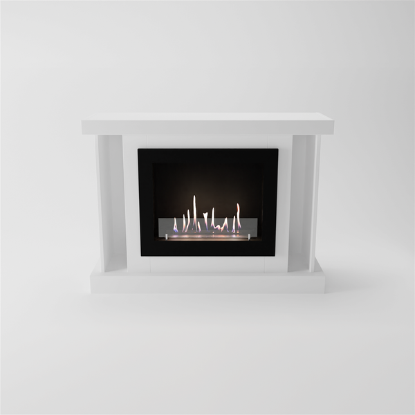 GLOW FIRE Ethanol Kamin 'Hamar' | Ethanolofen in weiss mit 3 Std. Brenndauer und 2 KW Heizleistung | BxHxT: 120,4x88,9x38 cm