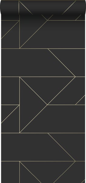 Origin Wallcoverings Tapete grafische Linien Schwarz und Gold - 0,53 x 10,05 m - 347726