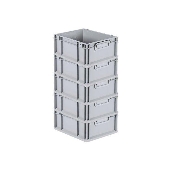 PROREGAL Spar Set 5x Eurobox Nextgen Economy Mit Scharnierdeckel & Schwarzen Schiebeschnappverschlüssen Griffe Geschlossen HxBxT 17 x 30 x 40 cm
