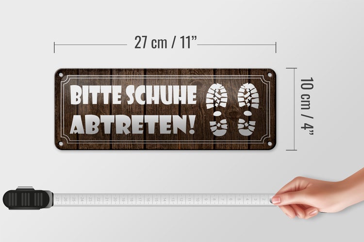 Blechschild Spruch 27x10cm bitte Schuhe abtreten Dekoration