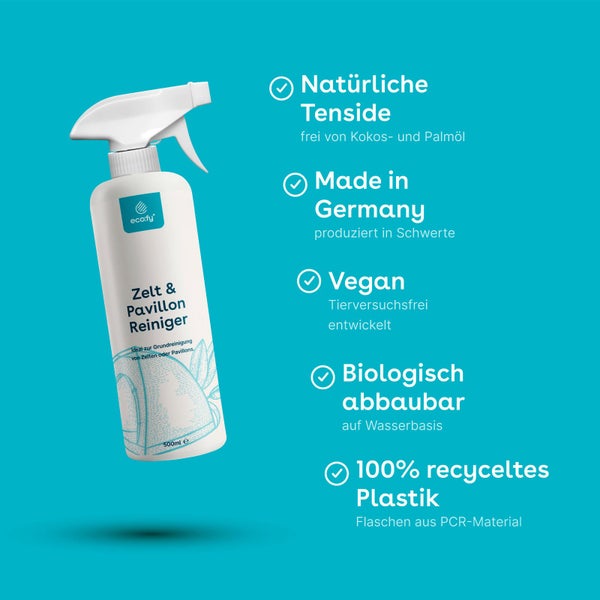 eco:fy Zelt und Pavillon Reiniger • Zeltreiniger für natürliche und synthetische Fasern