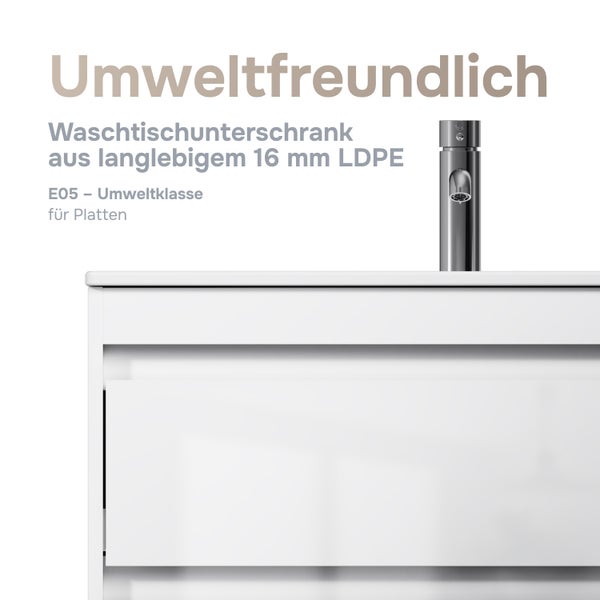 Waschtischunterschrank aus langlebigem 16 Millimeter LDPE mit Armatur
