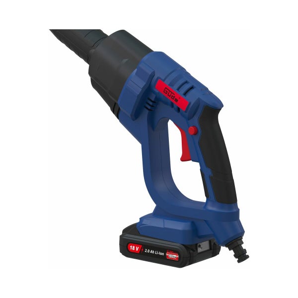 Güde Akku-Druckreiniger mit 18 Volt 2,0 Amperestunden Lithium-Ionen Akku und ergonomischem Handgriff.