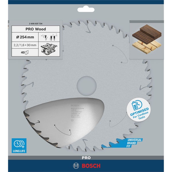 Bosch PRO Wood cordless Blatt für Kreissägen 254 x 2,2 x 30 mm - 2608837734
