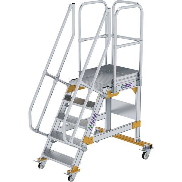 Günzburger Steigtechnik Plattformtreppe 60° fahrbar Stufenbreite 0,6 m 5 Stufen - 600705