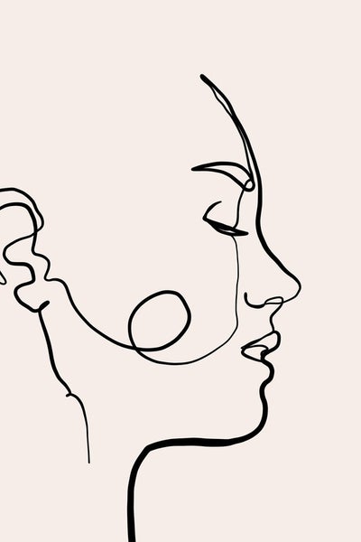 Illustration eines Frauengesichts in Strichzeichnung