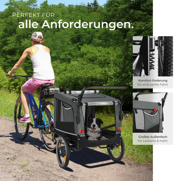Fahrradanhänger mit Hund für Ausflüge