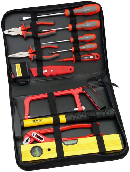 FAMEX 190-48 Werkzeugtasche gefüllt mit Werkzeug, Werkzeugkasten, Werkzeugkiste
