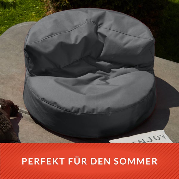 Green Bean Sitzsack Sofa mit Füllmaterial - Lounge im Sitzsack-Design 90x50cm mit ergonomischer Rückenlehne & waschbarem Bezug - Indoor und Outdoor geeignet in Dunkelgrau