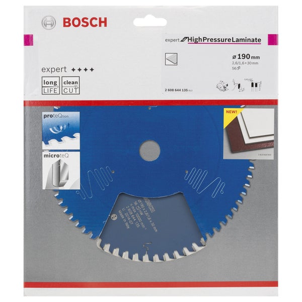 Bosch Kreissägeblatt Expert for High Pressure Laminate für Handkreissägen 190 x 30 x 2,6 mm 56 - 2608644135