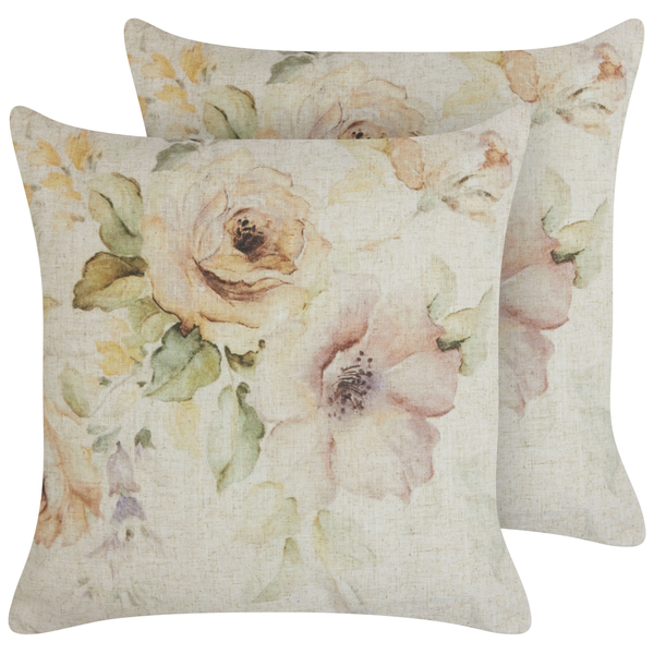 Dekokissen 2er Set ZAHRIYE 45 x 45 cm Beige Blumenmuster