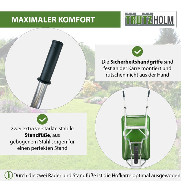 Hofkarre XL 220 L 300 kg Stahlfelge Luftrad Futterkarre Schubkarre Pferde Hof Stall