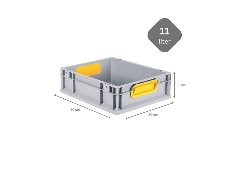 PROREGAL Spar Set 16x Eurobox Nextgen Color HxBxT 12 x 30 x 40 cm 11 Liter Griffe Gelb Geschlossen Glatter Boden Eurobehälter Transportbox