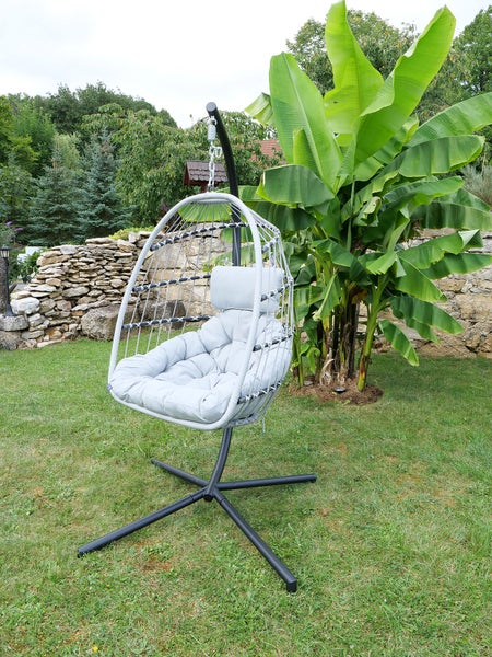 Sungörl Hängesessel Sterzing Light Grey Faltbar Wetterfest Stabil Indoor Outdoor Relaxsessel