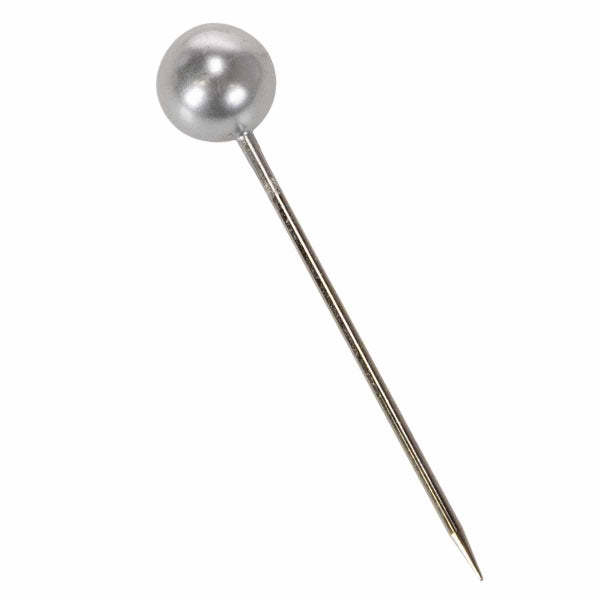 Eine Stecknadel mit rundem Kopf aus Metall zur Verwendung in Handwerk und Dekoration.