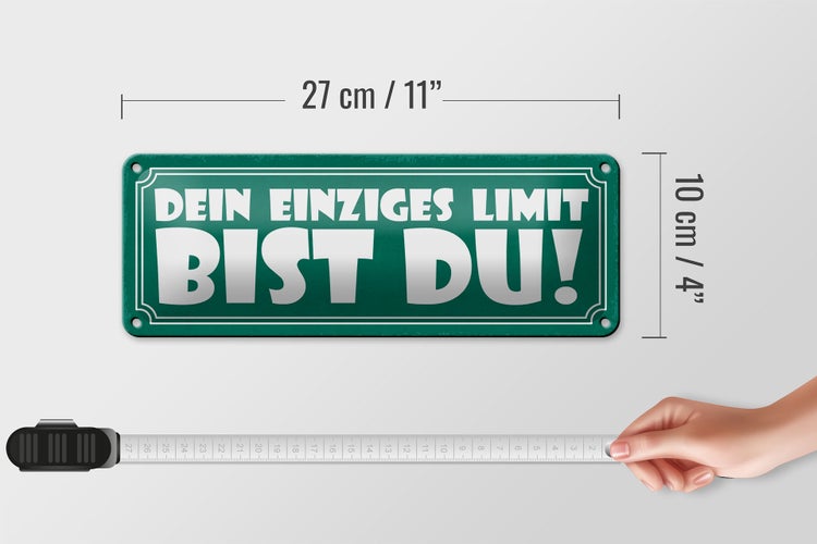 Blechschild Spruch 27x10cm dein einziges Limit bist Du Dekoration