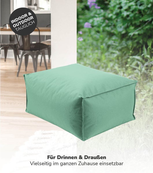 mokebo Outdoor Pouf o. Hocker in Grün 'Der Ruhestifter', Fußhocker mit EPS-Perlen Füllung