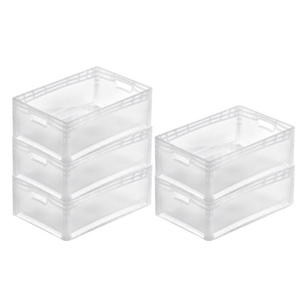 PROREGAL SparSet 5x Transparenter Eurobehälter LightLine mit Offenem Griff HxBxT22 x 40 x 60 cm 4,6 Liter Eurobox Transportbox