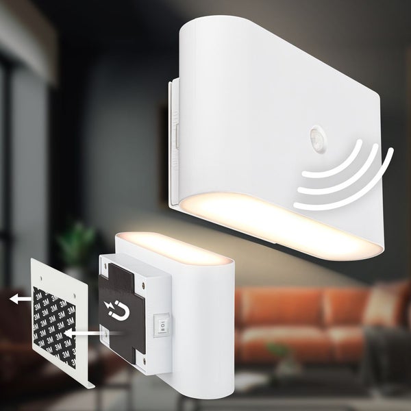 LED Wandleuchte Wandlampe ohne Stromanschluss Bewegungsmelder Akku ohne Bohren
